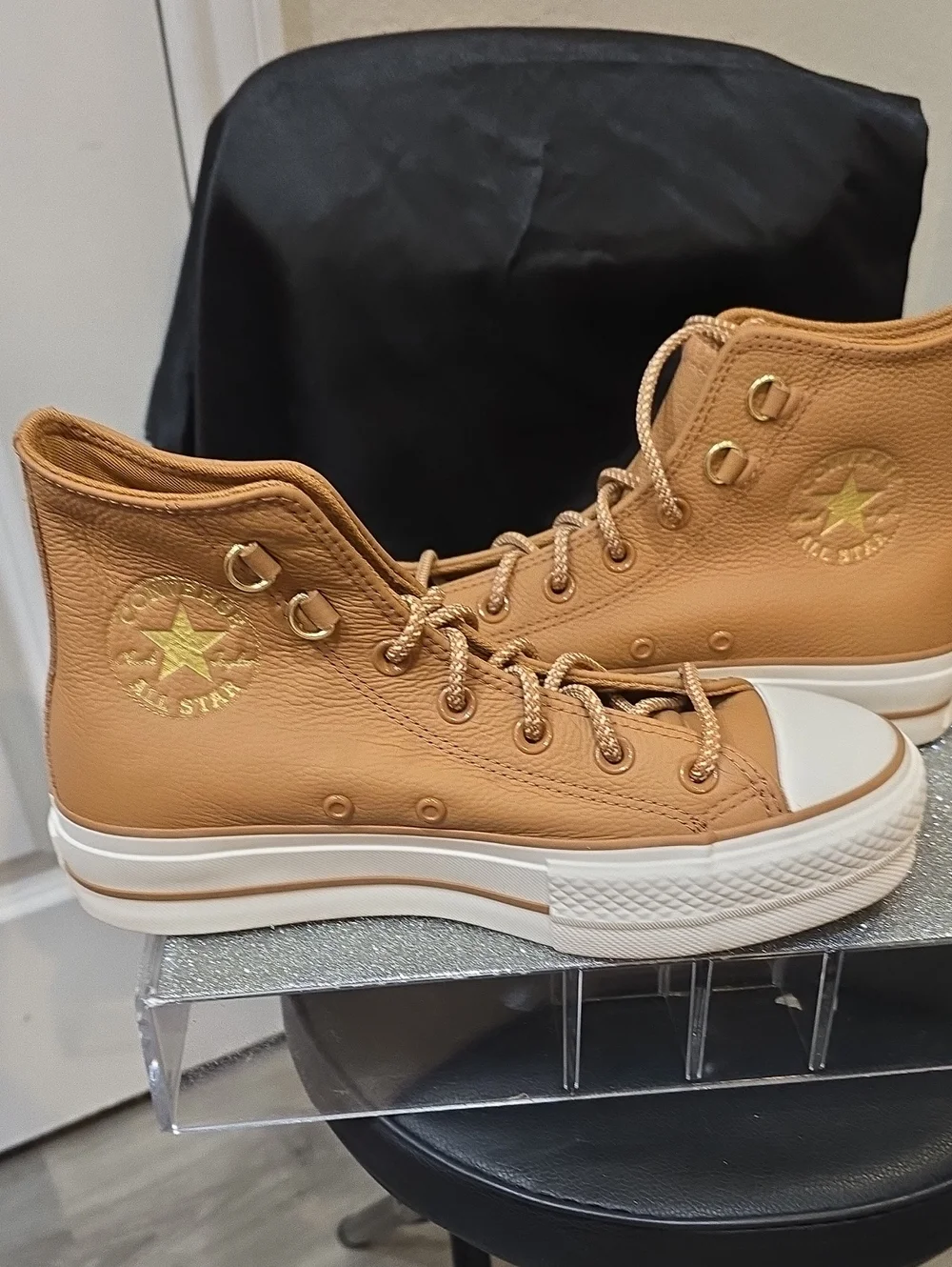 Converse Chuck Taylor All Star Lift Platform Glam Leather Sneakers-Incensed/Egre - Picture 9 of 13